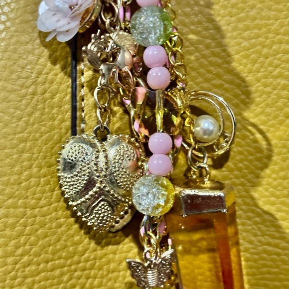 Unique handmade Gold and Pink bag charm purse backpack - Picture 6 of 8